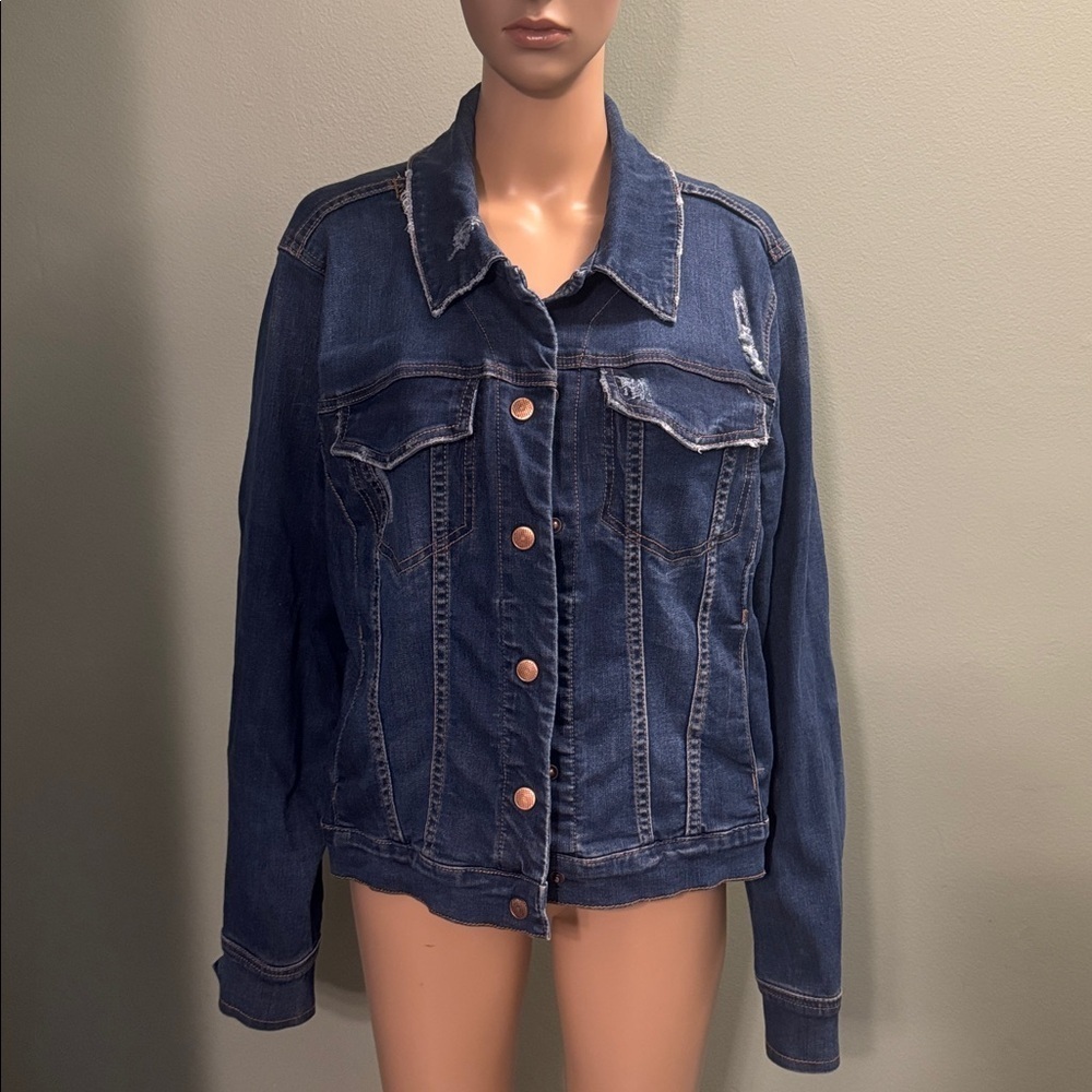 Lane Bryant Blue Denim Jacket with Copper Buttons size 16